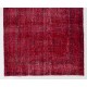 Red Overdyed Accent Rug, 1960s Hand-Knotted Central Anatolian Carpet. 4 x 6.8 Ft (121 x 206 cm)