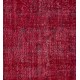 Red Overdyed Accent Rug, 1960s Hand-Knotted Central Anatolian Carpet. 4 x 6.8 Ft (121 x 206 cm)