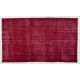 Red Overdyed Accent Rug, 1960s Hand-Knotted Central Anatolian Carpet. 4 x 6.8 Ft (121 x 206 cm)