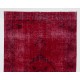 Red Overdyed Accent Rug, 1960s Hand-Knotted Central Anatolian Carpet. 4 x 6.6 Ft (122 x 200 cm)