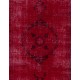Red Overdyed Accent Rug, 1960s Hand-Knotted Central Anatolian Carpet. 4 x 6.6 Ft (122 x 200 cm)