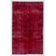 Red Overdyed Accent Rug, 1960s Hand-Knotted Central Anatolian Carpet. 4 x 6.6 Ft (122 x 200 cm)
