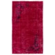 Red Overdyed Accent Rug, 1960s Hand-Knotted Central Anatolian Carpet. 4 x 6.7 Ft (122 x 204 cm)