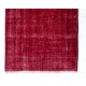 Red Overdyed Accent Rug, 1960s Hand-Knotted Central Anatolian Carpet. 4 x 6.9 Ft (122 x 208 cm)