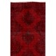 Red Overdyed Runner Rug, 1960s Hand-Knotted Central Anatolian Carpet. 4.3 x 13.5 Ft (130 x 410 cm)