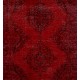Red Overdyed Runner Rug, 1960s Hand-Knotted Central Anatolian Carpet. 4.3 x 13.5 Ft (130 x 410 cm)