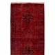 Red Overdyed Runner Rug, 1960s Hand-Knotted Central Anatolian Carpet. 4.6 x 13.4 Ft (140 x 407 cm)