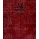 Red Overdyed Runner Rug, 1960s Hand-Knotted Central Anatolian Carpet. 4.6 x 13.4 Ft (140 x 407 cm)