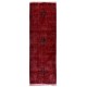 Red Overdyed Runner Rug, 1960s Hand-Knotted Central Anatolian Carpet. 4.6 x 13.4 Ft (140 x 407 cm)