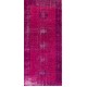 Pink Overdyed Runner Rug, Vintage Handmade Corridor Carpet from Turkey. 4.7 x 11 Ft (142 x 337 cm)