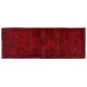 Distressed Red Overdyed Runner Rug, 1960s Hand-Knotted Central Anatolian Carpet. 4.7 x 12.4 Ft (142 x 375 cm)