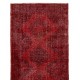 Red Overdyed Runner Rug, 1960s Hand-Knotted Central Anatolian Carpet. 4.7 x 12.5 Ft (142 x 380 cm)