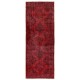 Red Overdyed Runner Rug, 1960s Hand-Knotted Central Anatolian Carpet. 4.7 x 12.5 Ft (142 x 380 cm)