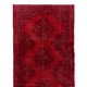 Red Overdyed Runner Rug, 1960s Hand-Knotted Central Anatolian Carpet. 4.7 x 13 Ft (142 x 395 cm)