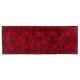 Red Overdyed Runner Rug, 1960s Hand-Knotted Central Anatolian Carpet. 4.7 x 13 Ft (142 x 395 cm)