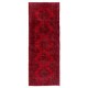 Red Overdyed Runner Rug, 1960s Hand-Knotted Central Anatolian Carpet. 4.7 x 13 Ft (142 x 395 cm)