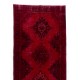Red Overdyed Runner Rug, 1960s Hand-Knotted Central Anatolian Carpet. 4.8 x 12.9 Ft (144 x 392 cm)
