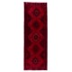 Red Overdyed Runner Rug, 1960s Hand-Knotted Central Anatolian Carpet. 4.8 x 12.9 Ft (144 x 392 cm)