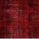 Distressed Red Overdyed Runner Rug, 1960s Hand-Knotted Central Anatolian Carpet. 4.8 x 12.2 Ft (145 x 370 cm)
