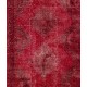Distressed Red Overdyed Runner Rug, 1960s Hand-Knotted Central Anatolian Carpet. 4.8 x 13 Ft (145 x 395 cm)