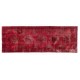 Distressed Red Overdyed Runner Rug, 1960s Hand-Knotted Central Anatolian Carpet. 4.8 x 13 Ft (145 x 395 cm)