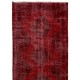 Red Overdyed Runner Rug, 1960s Hand-Knotted Central Anatolian Carpet. 5 x 13 Ft (150 x 399 cm)