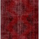 Red Overdyed Runner Rug, 1960s Hand-Knotted Central Anatolian Carpet. 5 x 13 Ft (150 x 399 cm)