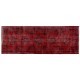 Red Overdyed Runner Rug, 1960s Hand-Knotted Central Anatolian Carpet. 5 x 13 Ft (150 x 399 cm)