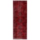 Red Overdyed Runner Rug, 1960s Hand-Knotted Central Anatolian Carpet. 5 x 13 Ft (150 x 399 cm)