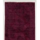 Maroon Red Overdyed Runner Rug, 1960s Hand-Knotted Central Anatolian Carpet. 5 x 12.2 Ft (151 x 370 cm)
