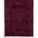 Maroon Red Overdyed Runner Rug, 1960s Hand-Knotted Central Anatolian Carpet. 5 x 12.2 Ft (151 x 370 cm)