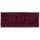 Maroon Red Overdyed Runner Rug, 1960s Hand-Knotted Central Anatolian Carpet. 5 x 12.2 Ft (151 x 370 cm)