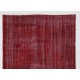 Distressed Red Overdyed Rug, 1960s Hand-Knotted Central Anatolian Carpet. 5.5 x 8.3 Ft (165 x 250 cm)