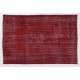 Distressed Red Overdyed Rug, 1960s Hand-Knotted Central Anatolian Carpet. 5.5 x 8.3 Ft (165 x 250 cm)