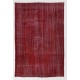 Distressed Red Overdyed Rug, 1960s Hand-Knotted Central Anatolian Carpet. 5.5 x 8.3 Ft (165 x 250 cm)