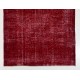 Distressed Red Overdyed Rug, 1960s Hand-Knotted Central Anatolian Carpet. 5.6 x 8.8 Ft (168 x 267 cm)