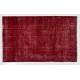Distressed Red Overdyed Rug, 1960s Hand-Knotted Central Anatolian Carpet. 5.6 x 8.8 Ft (168 x 267 cm)