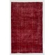 Distressed Red Overdyed Rug, 1960s Hand-Knotted Central Anatolian Carpet. 5.6 x 8.8 Ft (168 x 267 cm)