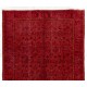 Red Overdyed Rug, 1960s Hand-Knotted Central Anatolian Carpet. 5.6 x 9.2 Ft (170 x 278 cm)