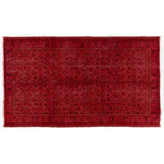 Red Overdyed Rug, 1960s Hand-Knotted Central Anatolian Carpet. 5.6 x 9.2 Ft (170 x 278 cm)