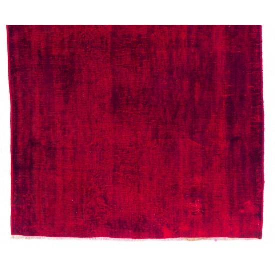 Red Overdyed Rug, 1960s Hand-Knotted Central Anatolian Carpet. 5.7 x 9.4 Ft (172 x 285 cm)