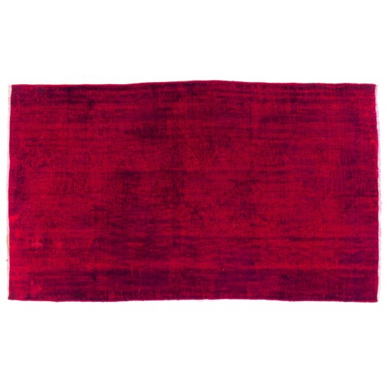 Red Overdyed Rug, 1960s Hand-Knotted Central Anatolian Carpet. 5.7 x 9.4 Ft (172 x 285 cm)