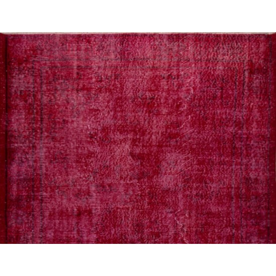 Red Overdyed Rug for Modern Interiors, 1960s Hand-Knotted Central Anatolian Carpet. 5.8 x 9 Ft (175 x 274 cm)