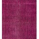 Pink Overdyed Turkish Rug, Vintage Floral Design Handmade Carpet. 5.8 x 9.3 Ft (175 x 283 cm)