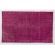 Pink Overdyed Turkish Rug, Vintage Floral Design Handmade Carpet. 5.8 x 9.3 Ft (175 x 283 cm)