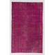 Pink Overdyed Turkish Rug, Vintage Floral Design Handmade Carpet. 5.8 x 9.3 Ft (175 x 283 cm)
