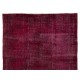 Red Overdyed Rug for Modern Interiors, 1960s Hand-Knotted Central Anatolian Carpet. 6 x 9 Ft (180 x 275 cm)