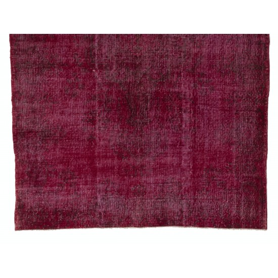 Red Overdyed Rug for Modern Interiors, 1960s Hand-Knotted Central Anatolian Carpet. 6 x 9 Ft (180 x 275 cm)