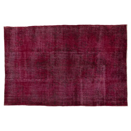 Red Overdyed Rug for Modern Interiors, 1960s Hand-Knotted Central Anatolian Carpet. 6 x 9 Ft (180 x 275 cm)