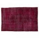 Red Overdyed Rug for Modern Interiors, 1960s Hand-Knotted Central Anatolian Carpet. 6 x 9 Ft (180 x 275 cm)